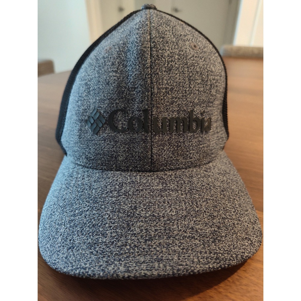 Columbia Mesh Back Trucker Hat Heather Grey Black Flexfit Cap L/XL CU9489 1938